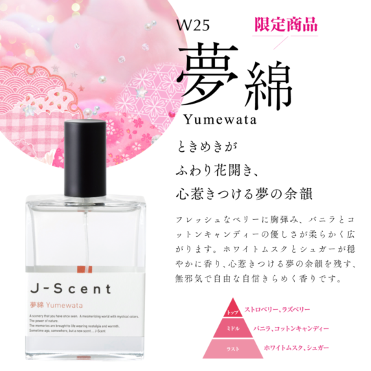 J-Scent夢綿のビジュアルと香りの説明文を示す画像